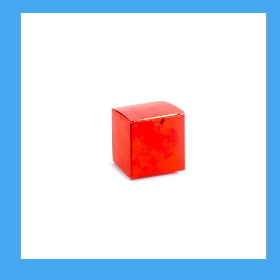 Promotional Square Box made with Recycled Material - Smooth Red or PolkaDot